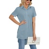 image:imageLYANER Womens Collar V Neck Split Hem BlouseDusty Blue