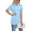 image:imageLYANER Womens Collar V Neck Split Hem BlouseLight Blue