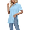 image:imageLYANER Womens Collar V Neck Split Hem BlouseLight Blue