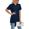 image:imageLYANER Womens Collar V Neck Split Hem BlouseNavy Blue
