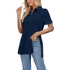 image:imageLYANER Womens Collar V Neck Split Hem BlouseNavy Blue