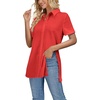 image:imageLYANER Womens Collar V Neck Split Hem BlouseRed