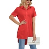image:imageLYANER Womens Collar V Neck Split Hem BlouseRed