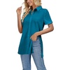 image:imageLYANER Womens Collar V Neck Split Hem BlouseTeal