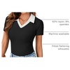 image:imageLYANER Womens Collared V Neck Work Polo ShirtsContrast Black