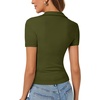 image:imageLYANER Womens Collared V Neck Work Polo ShirtsSolid Army Green