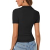 image:imageLYANER Womens Collared V Neck Work Polo ShirtsSolid Black