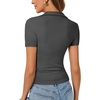 image:imageLYANER Womens Collared V Neck Work Polo ShirtsSolid Dark Grey