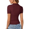 image:imageLYANER Womens Collared V Neck Work Polo ShirtsSolid Deep Red