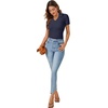 image:imageLYANER Womens Collared V Neck Work Polo ShirtsSolid Navy