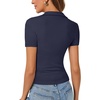image:imageLYANER Womens Collared V Neck Work Polo ShirtsSolid Navy