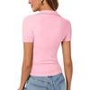 image:imageLYANER Womens Collared V Neck Work Polo ShirtsSolid Pink