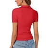 image:imageLYANER Womens Collared V Neck Work Polo ShirtsSolid Red