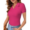 image:imageLYANER Womens Collared V Neck Work Polo ShirtsSolid Rose