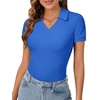 image:imageLYANER Womens Collared V Neck Work Polo ShirtsSolid Royal Blue