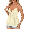 image:imageLYANER Womens Deep V Neck Sexy Babydoll Tank TopsApricot