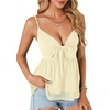 image:imageLYANER Womens Deep V Neck Sexy Babydoll Tank TopsApricot