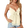 image:imageLYANER Womens Deep V Neck Sexy Babydoll Tank TopsBeige