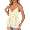 image:imageLYANER Womens Deep V Neck Sexy Babydoll Tank TopsBeige