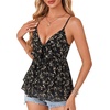 image:imageLYANER Womens Deep V Neck Sexy Babydoll Tank TopsBlack Ditsy Floral