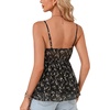 image:imageLYANER Womens Deep V Neck Sexy Babydoll Tank TopsBlack Ditsy Floral