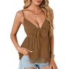 image:imageLYANER Womens Deep V Neck Sexy Babydoll Tank TopsDark Khaki