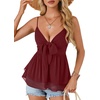 image:imageLYANER Womens Deep V Neck Sexy Babydoll Tank TopsDark Red