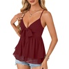 image:imageLYANER Womens Deep V Neck Sexy Babydoll Tank TopsDark Red