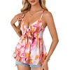 image:imageLYANER Womens Deep V Neck Sexy Babydoll Tank TopsDeep Pink Tie Dye