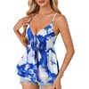 image:imageLYANER Womens Deep V Neck Sexy Babydoll Tank TopsLight Blue Tie Dye