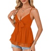 image:imageLYANER Womens Deep V Neck Sexy Babydoll Tank TopsOrange