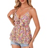 image:imageLYANER Womens Deep V Neck Sexy Babydoll Tank TopsPurple Floral
