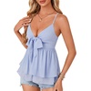 image:imageLYANER Womens Deep V Neck Sexy Babydoll Tank TopsSolid Light Blue