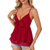 image:imageLYANER Womens Deep V Neck Sexy Babydoll Tank TopsSolid Red