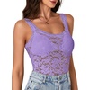 image:imageLYANER Womens Floral Lace Sexy Tank TopsAsh Purple