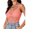 image:imageLYANER Womens Floral Lace Sexy Tank TopsCoral Pink