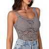 image:imageLYANER Womens Floral Lace Sexy Tank TopsGrey