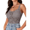 image:imageLYANER Womens Floral Lace Sexy Tank TopsGrey