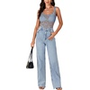 image:imageLYANER Womens Floral Lace Sexy Tank TopsHaze Blue