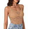 image:imageLYANER Womens Floral Lace Sexy Tank TopsKhaki