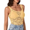 image:imageLYANER Womens Floral Lace Sexy Tank TopsLight Yellow