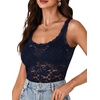 image:imageLYANER Womens Floral Lace Sexy Tank TopsNavy Blue