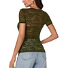 image:imageLYANER Womens Floral Lace Sexy Y2k Tee TopsArmy Green