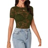 image:imageLYANER Womens Floral Lace Sexy Y2k Tee TopsArmy Green