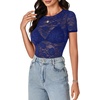 image:imageLYANER Womens Floral Lace Sexy Y2k Tee TopsDark Blue