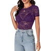 image:imageLYANER Womens Floral Lace Sexy Y2k Tee TopsDark Purple