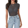 image:imageLYANER Womens Floral Lace Sexy Y2k Tee TopsDeep Grey