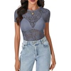 image:imageLYANER Womens Floral Lace Sexy Y2k Tee TopsDusty Blue