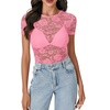 image:imageLYANER Womens Floral Lace Sexy Y2k Tee TopsLight Pink01