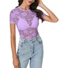 image:imageLYANER Womens Floral Lace Sexy Y2k Tee TopsLight Purple